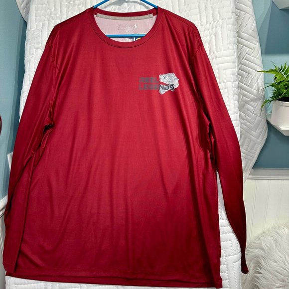 Reel Legends Size Large UPF 40 Performance Outfitters Long Sleeve Tee Shirt Red - Picture 9 of 12